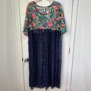 NWT Suzanne Betro Women's Multicolor Lace A-Line Dress - Size 4X